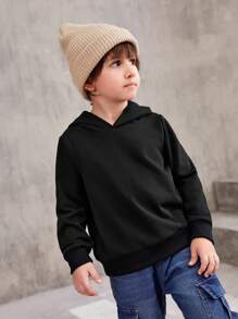 SHEIN Young Boy Slogan & Cartoon Graphic Hoodie