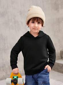 SHEIN Young Boy Slogan & Cartoon Graphic Hoodie