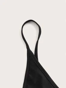 SHEIN ICON 素色網紗短款上衣&不對稱領上衣 - 黑色 - 查看 3