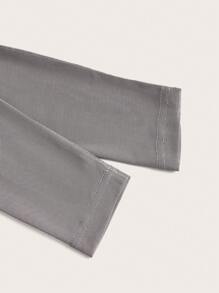 SHEIN ICON Solid Crop Mesh Top & Asymmetrical Neck Crop Top - Grey - View 3