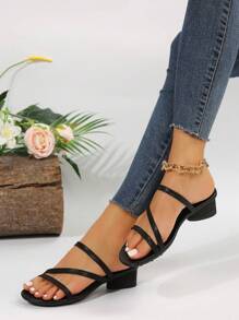 春夏女士坡跟厚底凉鞋 - 黑色 - 查看 3