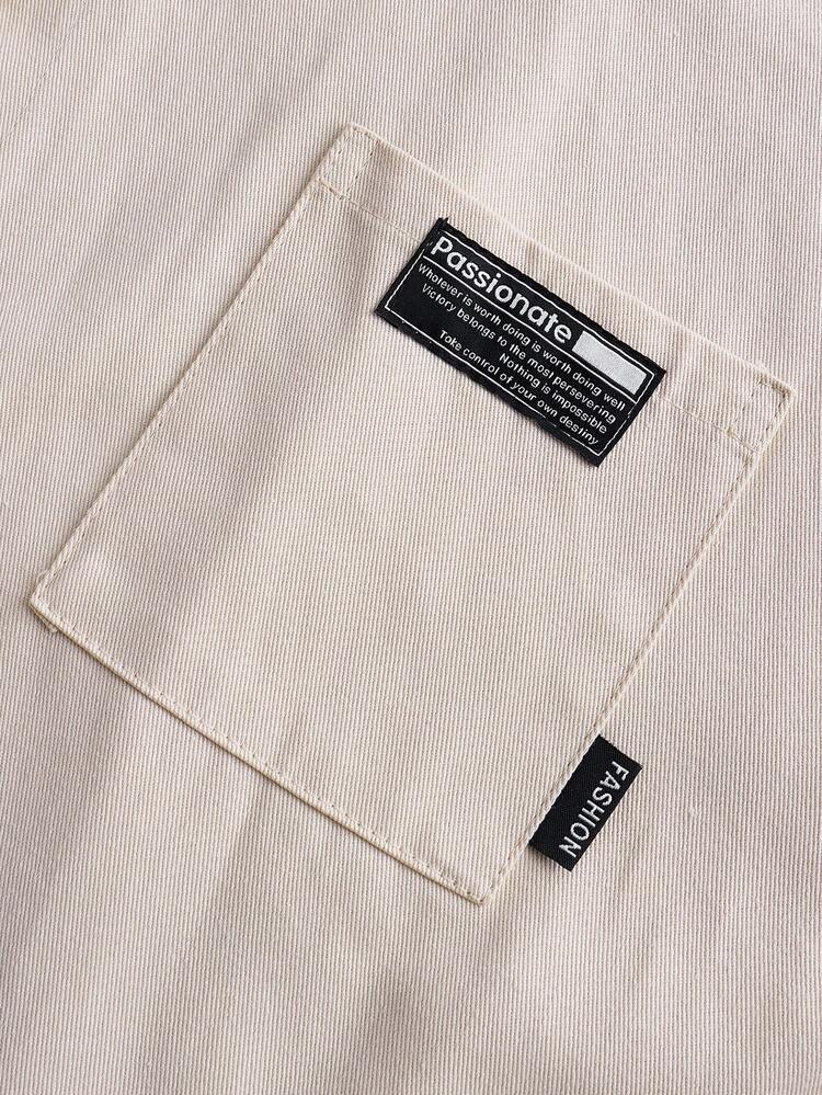 Letter Patched Detail Pocket Front Drop Shoulder Coat