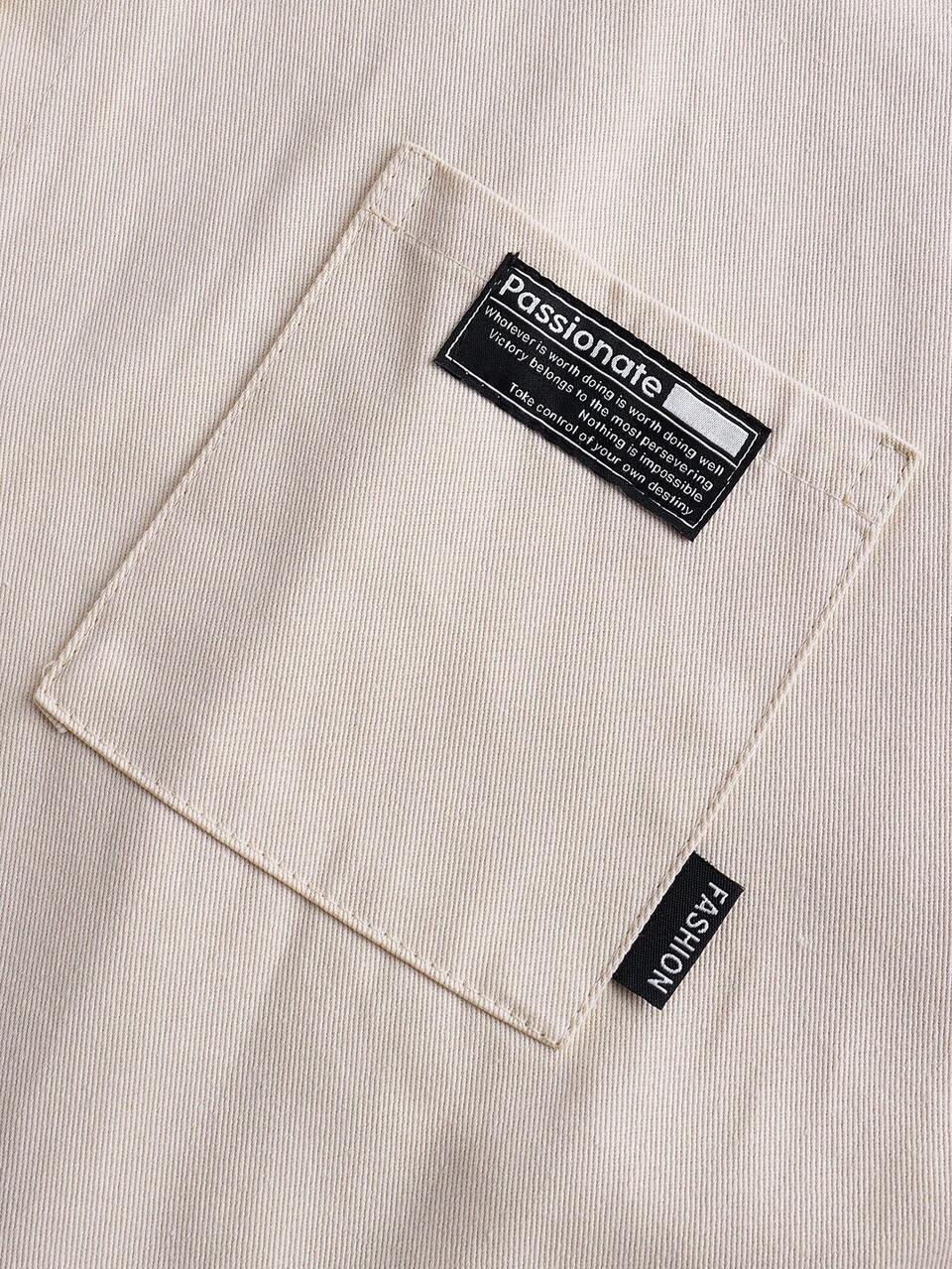 Letter Patched Detail Pocket Front Drop Shoulder Coat