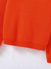 SHEIN 女大童萬聖節圖案插肩袖套頭毛衣 - 橘色 - 查看 4