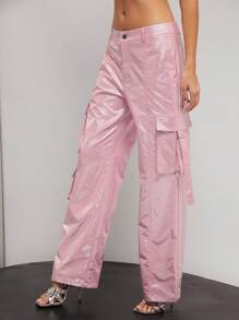 Hauture Lấp lánh Chấm Túi có nắp Quần Cargo - Màu Hồng baby - Xem 4