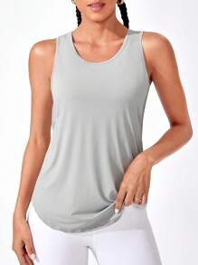 Exploreva Áo ba lỗ thể thao Zip Up Crop TopÁo ba lỗ tập luyện - Màu Xám nhạt - Xem 2