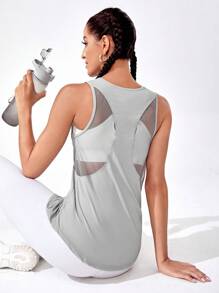 Exploreva Áo ba lỗ thể thao Zip Up Crop TopÁo ba lỗ tập luyện - Màu Xám nhạt - Xem 4