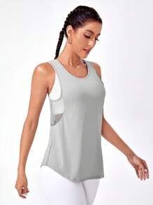 Exploreva Áo ba lỗ thể thao Zip Up Crop TopÁo ba lỗ tập luyện - Màu Xám nhạt - Xem 5