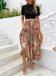 EMERY ROSE Đầm Maxi Cổ Giả In Họa Tiết Paisley Không Có Thắt Lưng Trang Phục Nữ - Nhiều màu - Xem 5