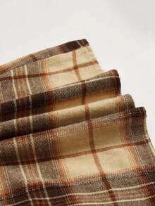 Cozy Pixies 女嬰格紋印花荷葉邊荷葉袖連衣裙 - 杏色 - 查看 4