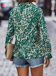 SHEIN Clasi Allover Print Flounce Sleeve Shirt - Apricot - View 2