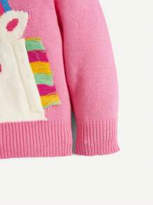 Cozy Pixies Baby Girl Unicorn Pattern Sweater - Pink - View 6