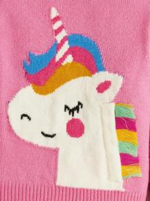 Cozy Pixies Baby Girl Unicorn Pattern Sweater - Pink - View 7