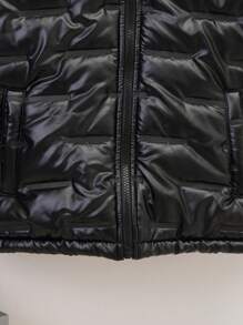 SHEIN Áo khoác có mũ lót nhiệt Tween Boy Zip Up - màu đen - Xem 6