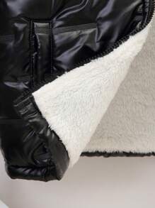 SHEIN Áo khoác có mũ lót nhiệt Tween Boy Zip Up - màu đen - Xem 9