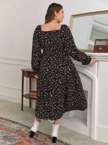 SHEIN Frenchy Plus Đầm dài hở đùi buộc nơ họa tiết hoa nhỏ xinh Đầm dài mùa hè - Nhiều màu - Xem 7