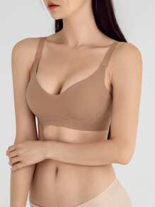 DAZY Solid Wireless Bra - Mocha Brown - View 1