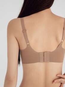 DAZY Solid Wireless Bra - Mocha Brown - View 2