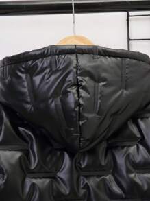 SHEIN Áo khoác có mũ lót nhiệt Tween Boy Zip Up - màu đen - Xem 11