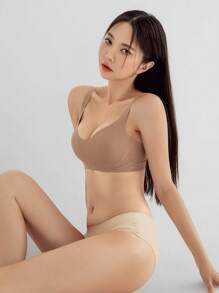 DAZY Solid Wireless Bra - Mocha Brown - View 8