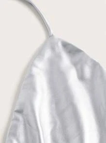 SHEIN ICON Kim loại Cắt ra Ca-vát Backless Áo hai dây - Bạc - Xem 7