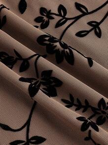 SHEIN EZwear 印花魚尾裙下擺網紗半身裙 - 棕色 - 查看 4