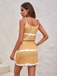 SHEIN VCAY Nhuộm buộc Eo dây rút Váy Dây - Nhiều màu - Xem 2