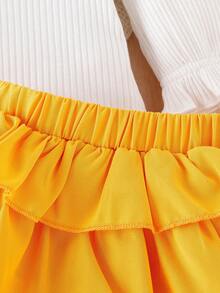 Baby Girl Ruffle Trim Flounce Sleeve Tee & Layered Hem Skirt & Hat - Yellow - View 7