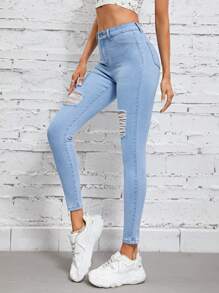 Cao eo Quần jean rách - Rửa nhẹ - Xem 2