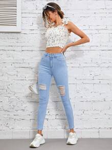 Cao eo Quần jean rách - Rửa nhẹ - Xem 1