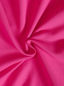 Baby Girl Cartoon Graphic Zip Up Pocket Patched Dress - Hot Pink - View 8