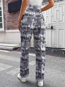 SHEIN Essnce 字母人物圖案長褲 - 彩色 - 查看 2