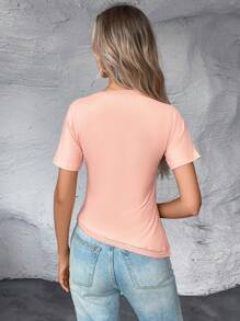 SHEIN Essnce Solid Ruched Tee