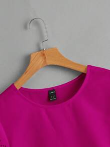 SHEIN Clasi 鏤空貝殼邊素色上衣 - 中紫紅色 - 查看 4