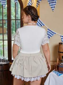 SHEIN Frenchy Talla grande Top crop con encaje fruncido - Blanco - Ver 2