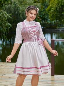 SHEIN Frenchy 大碼圖案印花前繫帶洋裝不帶上衣 - 彩色 - 查看 1