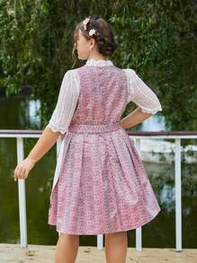 SHEIN Frenchy 大碼圖案印花前繫帶洋裝不帶上衣 - 彩色 - 查看 2