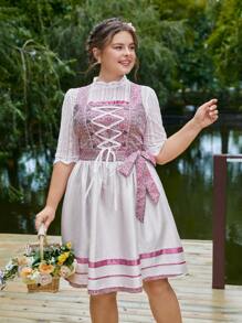 SHEIN Frenchy 大碼圖案印花前繫帶洋裝不帶上衣 - 彩色 - 查看 4