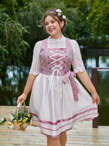 SHEIN Frenchy 大碼圖案印花前繫帶洋裝不帶上衣 - 彩色 - 查看 5