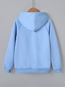 SHEIN 青少年男孩字母图案插肩袖卫衣 - 藍色 - 查看 2