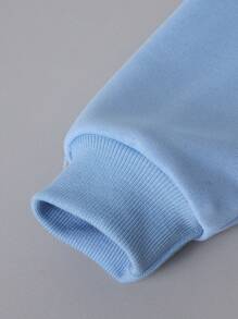 SHEIN 青少年男孩字母图案插肩袖卫衣 - 藍色 - 查看 3