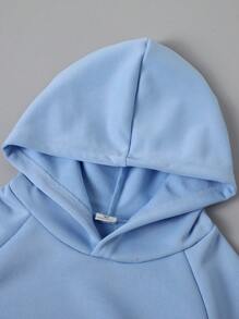 SHEIN 青少年男孩字母图案插肩袖卫衣 - 藍色 - 查看 4