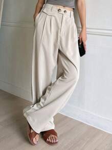 DAZY Solid Plicated Detail Suit Pants
