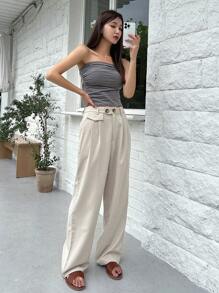 DAZY Solid Plicated Detail Suit Pants