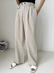 DAZY Solid Plicated Detail Suit Pants