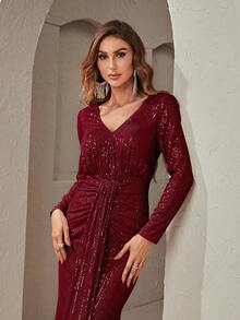 YISIKADO Vắt Kim sa Ăn mặc trang trọng - Màu Đỏ Sâu - Xem 3