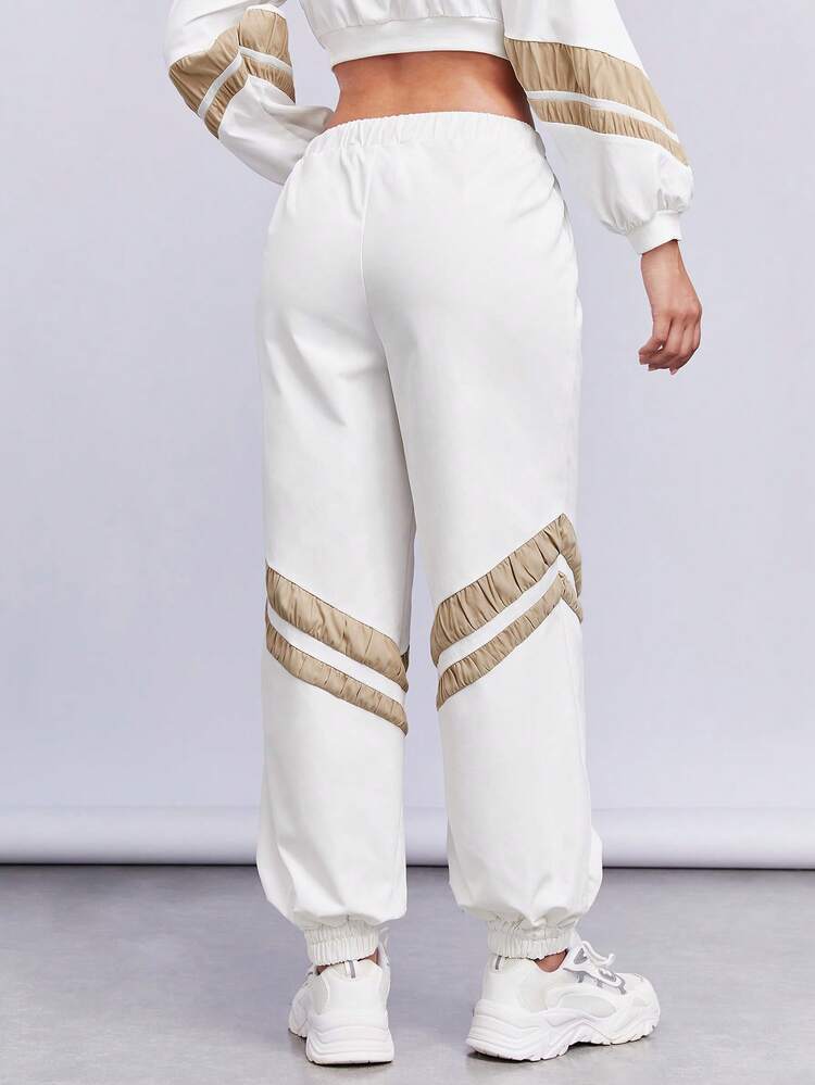 Chevron Print Drawstring Waist Slant Pocket Pants