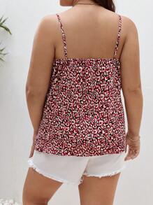 SHEIN Frenchy Hơn In hoa Báo Viền Ruffle Cami ngọn - Màu Đỏ Sâu - Xem 2