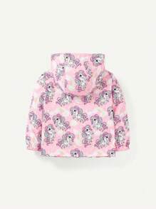 Thickened And Thermal Lined Baby Girls' Cartoon Animal Pattern Hooded Coat (Can Be Worn Two Ways) Suitable For Winter - Pink - View 2