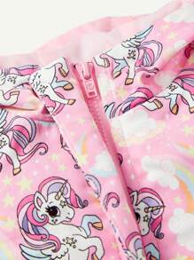 Thickened And Thermal Lined Baby Girls' Cartoon Animal Pattern Hooded Coat (Can Be Worn Two Ways) Suitable For Winter - Pink - View 11
